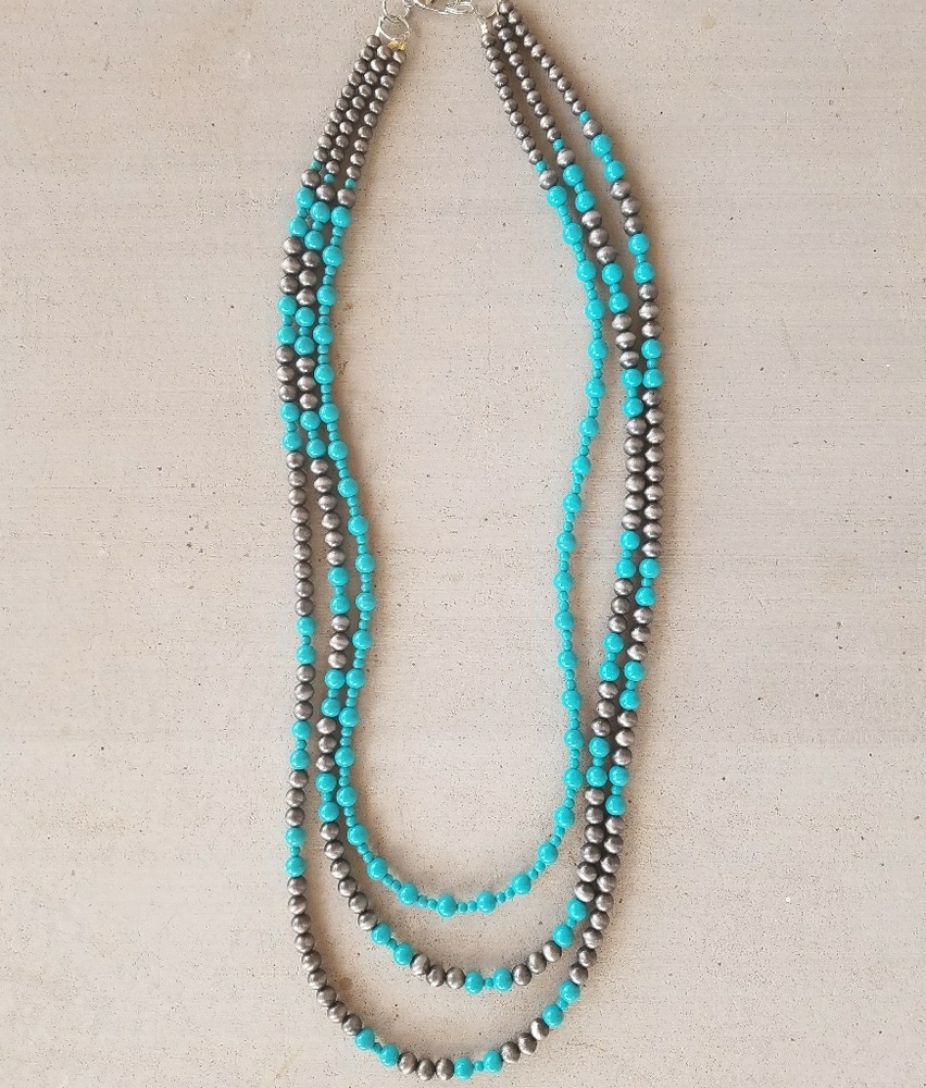 Turquoise and Navajo Pearls Necklace